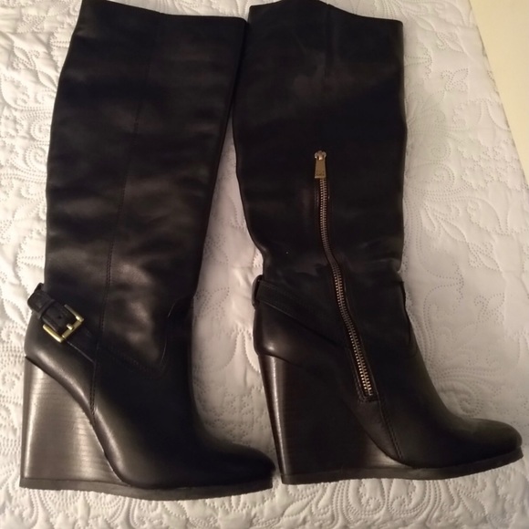 NWOT Coach leather wedge boots - Picture 2 of 3